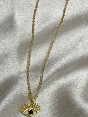 Dressberry Single Layered Black Evil Eye Pendant Necklace Gold-plated Plated Alloy Necklace