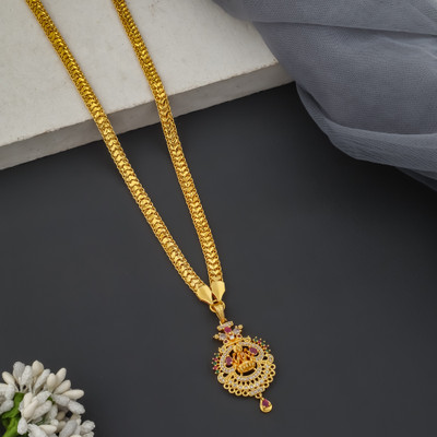 MAHIRA CREATION Cubic Zirconia Gold-plated Plated Brass Chain Set