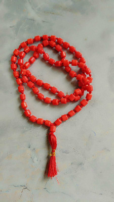 Vanishree World Round Semi Precious Stone Coral Munga Mala Beads Stone Chain