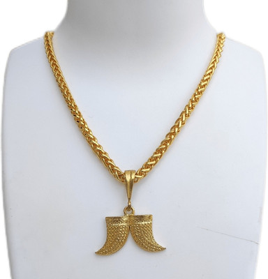 MANYA NOVELTY STORE Double Nail Puligoru pandent with New rope Chain For Mens and Boys. Amber Gold-plated Plated Copper Chain Set