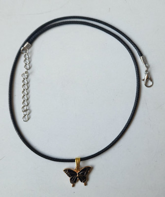 Mahitex Butterfly Charm Black Cord Necklace Alloy Necklace