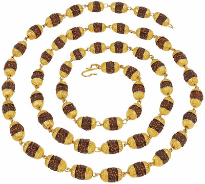 SHRI ASTHA VINAYAK Rudraksha Mala Shiva God Gold Plated Rudraksha Necklace Chain Gold-plated Plated Brass Chain
