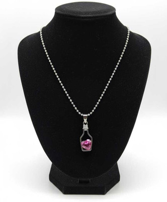 Surogya Pink Blossom Charm Peridot Brass Chain Set