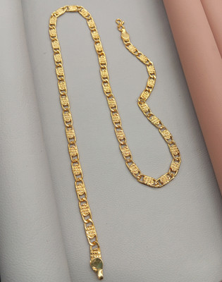 RANEM Designer Gold Plated Textured Link Chain for Men & Boys Gold-plated Plated Metal Chain