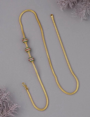 KAVY JEWELLRY 1 GRAM GOLD PLATED 24 in MOHINI MOP CHAIN PENDANT FOR WOMEN/GIRLS. KODI CHAIN. Cubic Zirconia Gold-plated Plated Brass Chain