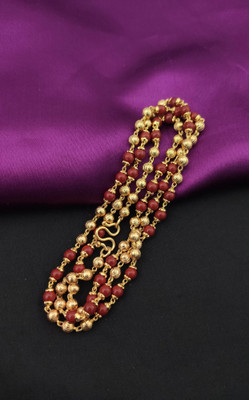 Hanaa One Gram Gold Covering Micro Plated Daily Use Simple Pearl Chain 24 Inches Gold-plated Plated Copper Chain