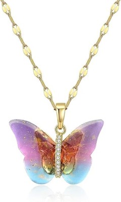 Gehney joy of jewels JN70 Butterfly Necklace for Women, Jewellery for Women Necklace Crystal Pendant Zircon Rhodium Plated Stainless Steel Necklace