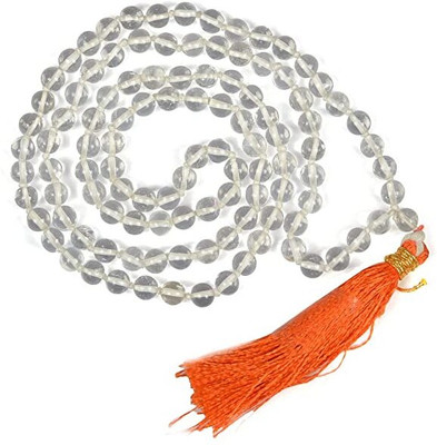 REIKI CRYSTAL PRODUCTS Natural Clear Quartz 6 mm 108 Round Beads Jaap Mala Necklace for Unisex Quartz Crystal Necklace
