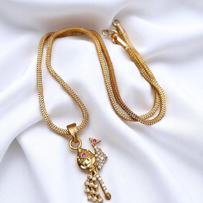crystal fashion store American Diamond Pendant and Locket with Chain For Women and Girls Gold-plated Diamond Copper Pendant