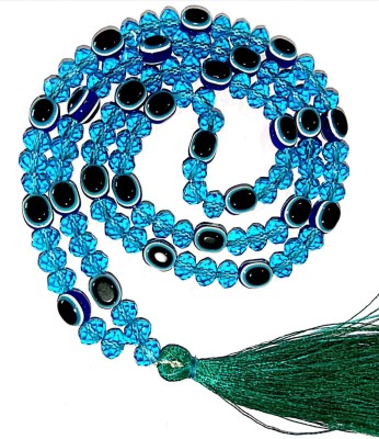 SHREENATHJI Firoza Turquoise Diamond Cut Crystal Evil Eye Mala Necklace for Men and Women Crystal Crystal Necklace