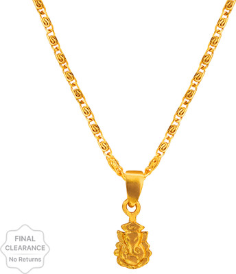 ruby collection Religious God - Shree Ganesh Gold Plated Pendant Set With Chain Gold-plated Plated Alloy Chain