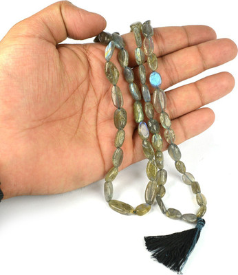REIKI CRYSTAL PRODUCTS Natural Labradorite Oval Bead Jaap Mala/Necklace 66 cm for unisex Quartz Stone Necklace
