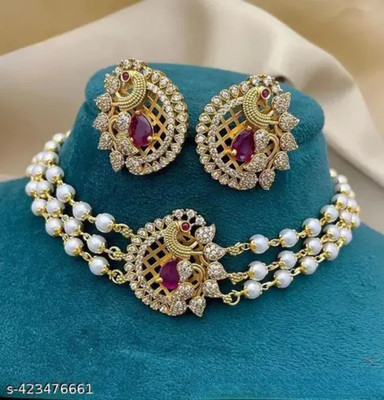 YIMBLI Brass Gold-plated Multicolor Jewellery Set(Pack of 1)