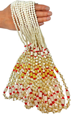 Patwa Traders Swagat Chain Mala for Guests Welcome/Bharat Pack Of 12 Cream Pearl Plastic Chain