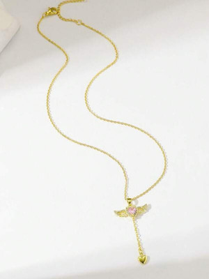 Winnifred Anti Tarnish Stainless Steel Silver Diamond Flying Angelwing Necklace Crystal Gold-plated Plated Stainless Steel Necklace