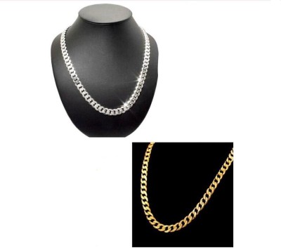 AGFashion Trendy Man and boys, Golden and Silver chain Gold-plated, Silver Plated Stainless Steel Chain Set