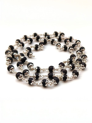 Anandam Sarvaksh / Original Silver Karungali Malai 8 mm 54+1 Beads, Silver Ebony Beads Silver Plated Wood Chain