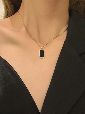 Gleve Gleve Anti Tarnish Stainlees Steel Gold Black Sqewer Necklace Crystal Gold-plated Plated Stainless Steel Necklace