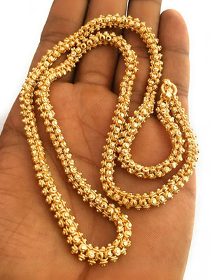 LABHUBAMON 1 gram Stylish Golden Neck woman and men Chain “24” Inches Gold-plated Chain Gold-plated Plated Alloy Chain