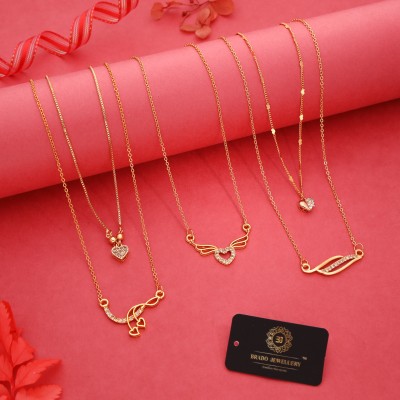 brado jewellery Brado Jewellery Combo of 5 Necklace Pendant Chain for Women and girls Diamond Gold-plated Plated Brass Necklace