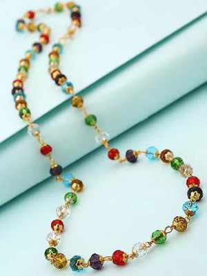 Vivity Multi Color Maharaja Crystal Ratna Mala Crystal Gold-plated Plated Brass, Copper Chain