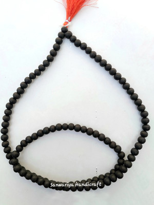 Sanwariya Handicraft Natural Unpolished Karungali Malai Original 108 Beads wood necklace (8mm Beads) Wood Necklace