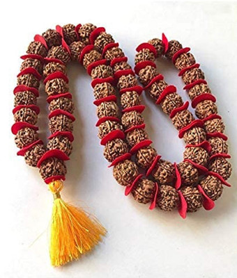 nagaana Rudraksha 5 Mukhi Rudraksha Mala, 54 + 1 Beads 5 Face Rudraksh Kantha Mala Wood Wood Chain