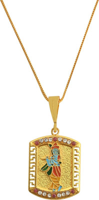 RIYAASHI Gold plated chain with krishna pendant necklace jewelry set for men women unisex Gold-plated Plated Metal Chain
