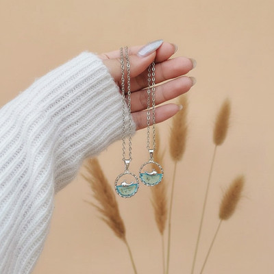 VR Divine Adorn Stylish Dolphin Necklace Combo | 2 PCS Blue Silver Chains for Women Diamond Silver Plated Stainless Steel Chain Set