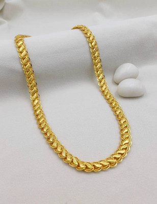 Hewomiva 1 gram High Quality Indian Polished “20” Inches Gold Chain for Men and boy Gold-plated Plated Alloy Chain