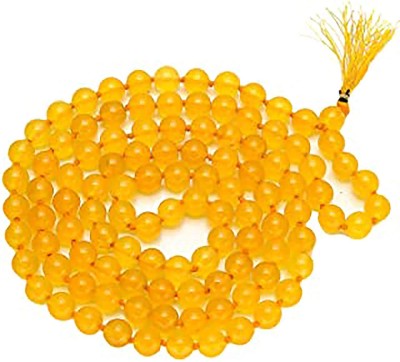 Just Devotional Yellow Agate Mala/Yellow Hakik Mala 108 Beads, Peeli Hakik Mala for Jaap/Japa Purpose Agate Stone Chain