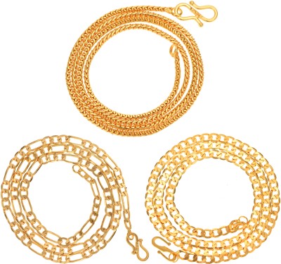 AanyaCentric Combo Pack of 3 Daily Casual Party wear Trendy Stylish Fancy Neck Mala Gold-plated Plated Brass Chain Set
