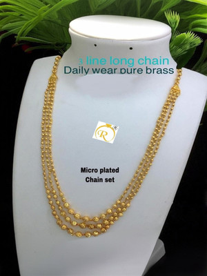 radhee imitation 3 layered long chain for Gold-plated Plated Brass Necklace
