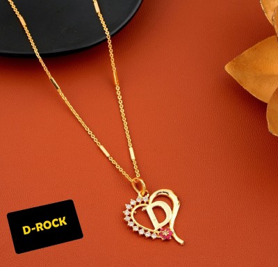 D-Rock D letter Gold-plated necklace chain for women & girls Cubic Zirconia Gold-plated Plated Brass, Alloy Chain