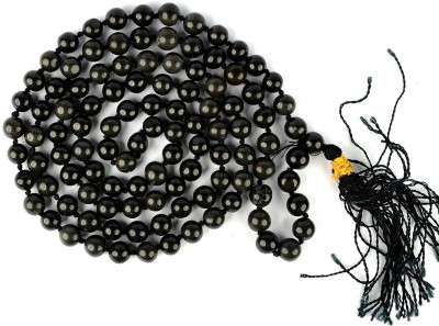 CRYSTU Natural Black Obsidian 6mm 108 Round Beads Jaap Mala Necklace for Unisex Beads Crystal Chain