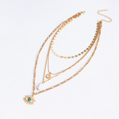 DESTINY JEWEL'S Gold Plated Blue Evil Eye Multi-Layered Necklace For Women & Girls Pearl Gold-plated Plated Alloy Necklace