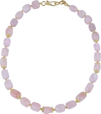 Pearlz Ocean Intoxicating Tumble Shaped Rose Quartz Gemstone Necklace for Women Quartz Gold-plated Plated Alloy Necklace