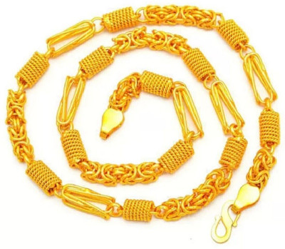 RIYAASHI Gold plated chain necklace with pendant combo for men for women unisex Gold-plated Plated Brass Chain