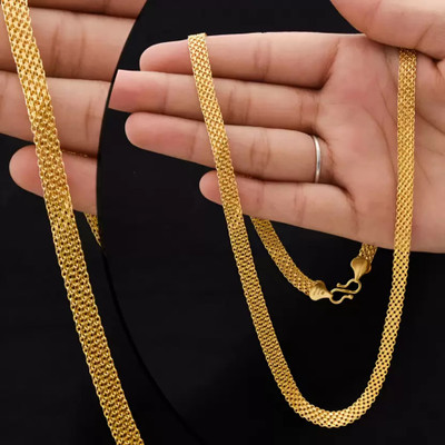 hisa 1 gram High Quality Indian Polished “20” Inches Gold Chain for Men and boy Copper Chain