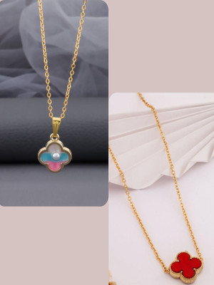 Dressberry DressBerry Set Of 2 Gold-Plated Brass Minimal Artificial Beads Necklace Gold-plated Plated Brass Necklace