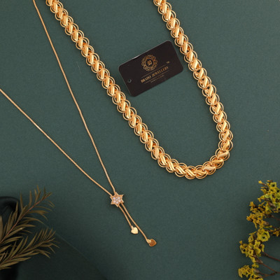 brado jewellery Combo of 2 Traditional 18 inch Daily Wear Necklace Set for Women Diamond Gold-plated Plated Brass Necklace