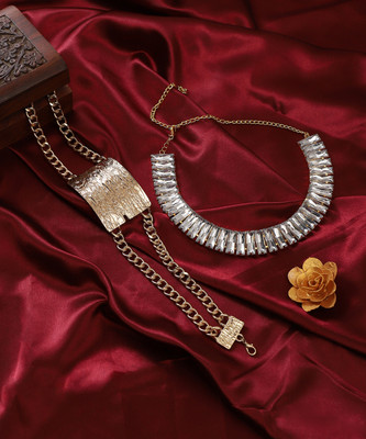 SOHI Gold-Plated Necklace Combo Gold-plated Plated Alloy Necklace Set