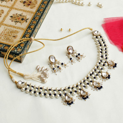 Beabhika Alloy Gold-plated White Jewellery Set(Pack of 3)