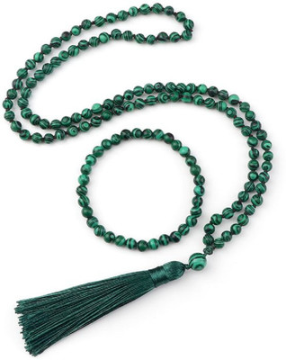 Ceylonmine01 Malachite Jaap Mala Green Malachite Beads Emotional Healing & Spiritual Use Stone Chain