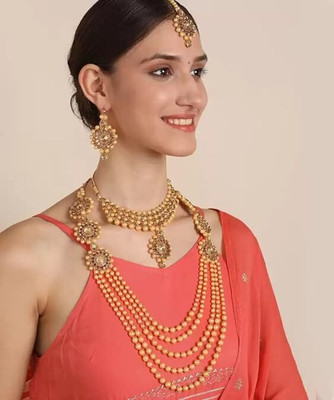 URBANELA Brass Gold Jewellery Set(Pack of 4)