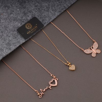 brado jewellery Brado Jewellery Combo of 3 Pendant Chain for Women and girls Diamond Gold-plated Plated Alloy Necklace