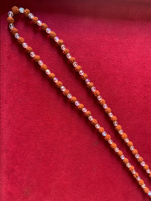 Rudraksham 7mm Rudraksha crystal Mala With Certificate of Authenticity By Brand For Unisex Crystal, Rudraksha Chain