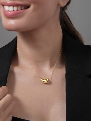RUBANS 18K Gold Plated Stainless Steel Tarnish-Free Teardrop Pendant Necklace Gold-plated Plated Brass Necklace