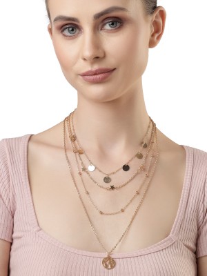 Scintillare by Sukkhi Decent Gold Plated Multilayered Contemporary Pendant Necklace Gold-plated Plated Alloy Layered