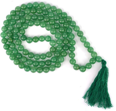 CRYSTU Natural Green Jade Mala 8 mm 108 Round Beads Jaap Mala Necklace for Unisex Beads, Jade Crystal Chain